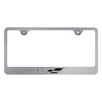 Autogold® - Chrome License Plate Frame with Laser Etched Cadillac V Logo