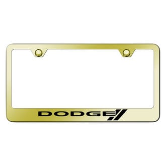 Autogold® - Gold License Plate Frame with Laser Etched Dodge Stripes Logo