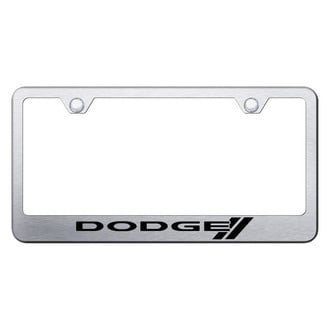 Autogold® - Brushed License Plate Frame with Laser Etched Dodge Stripes Logo