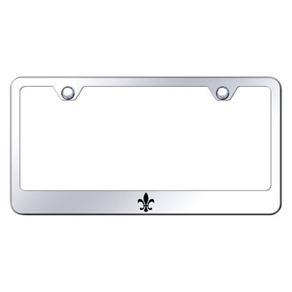Autogold® - Chrome License Plate Frame with Laser Etched Fleur-De-Lis Logo