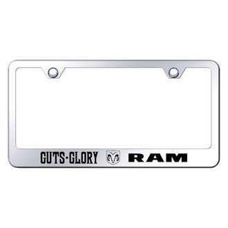 Autogold® - Chrome License Plate Frame with Laser Etched Guts Glory Ram Logo