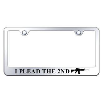 Autogold® - Chrome License Plate Frame with Laser Etched I Plead The 2nd Logo