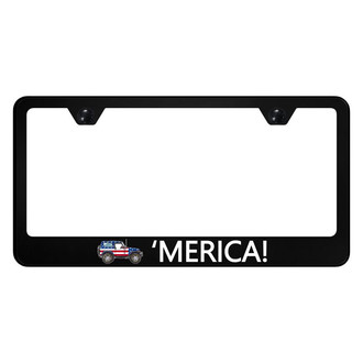 Autogold® - UV Printed Black License Plate Frame with Jeep Merica Logo