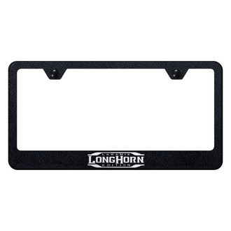 Autogold® - Rugged Black License Plate Frame with Laser Etched Longhorn Laramie Logo