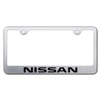 Autogold® - Brushed License Plate Frame with Laser Etched Nissan Logo