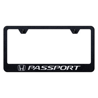 Autogold® - Rugged Black License Plate Frame with Laser Etched Passport Logo