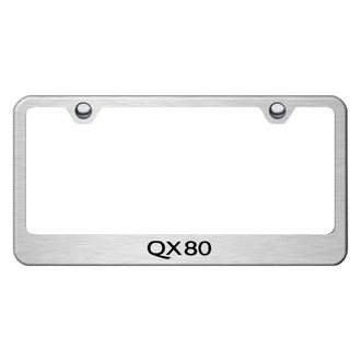 Autogold® - Brushed License Plate Frame with Laser Etched QX80 Logo