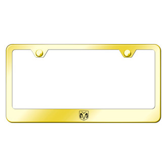Autogold® - Gold License Plate Frame with Laser Etched Ram Head Logo