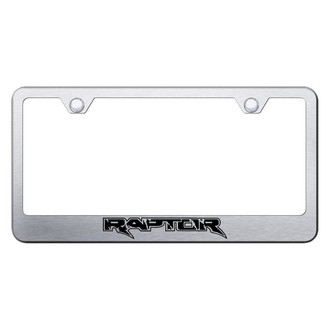 Autogold® - Brushed License Plate Frame with Laser Etched Raptor Logo