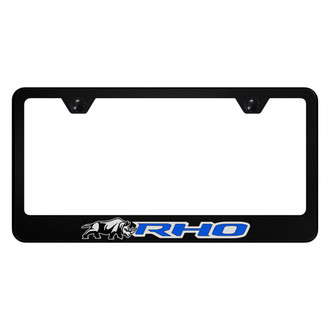 Autogold® - UV Printed Black License Plate Frame with Blue RHO Rhino Logo