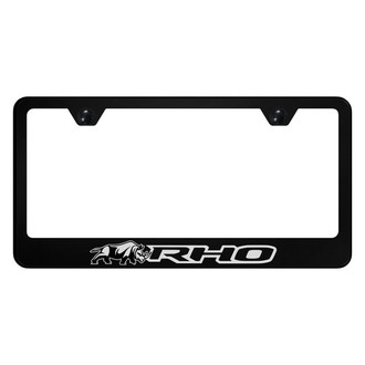 Autogold® - UV Printed Black License Plate Frame with Black RHO Rhino Logo