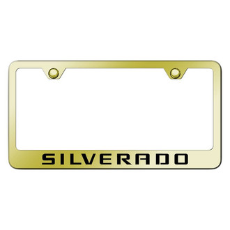 Autogold® - Gold License Plate Frame with Laser Etched Silverado Logo