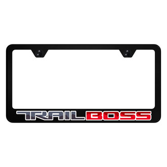 Autogold® - UV Printed Black License Plate Frame with Red Trail Boss Linear Logo