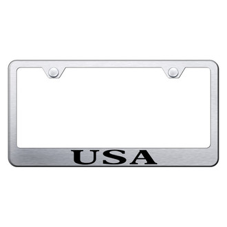Autogold® - Brushed License Plate Frame with Laser Etched USA Logo