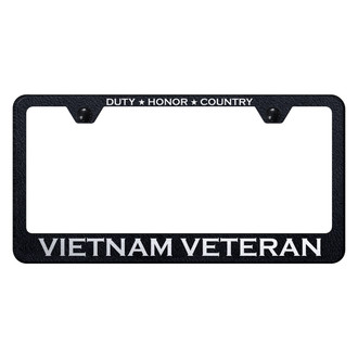 Autogold® - Rugged Black License Plate Frame with Laser Etched Vietnam Veteran Logo