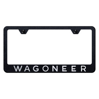 Autogold® - Rugged Black License Plate Frame with Laser Etched Wagoneer