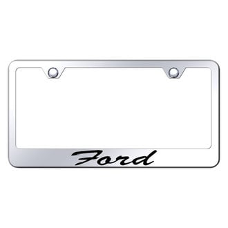 Autogold® - Chrome License Plate Frame with Script Laser Etched Ford Logo