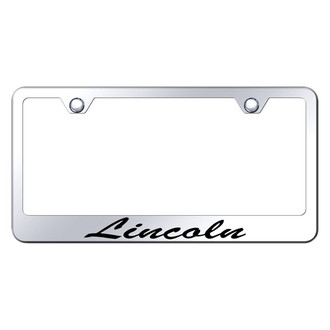 Autogold® - Chrome License Plate Frame with Script Laser Etched Lincoln Logo