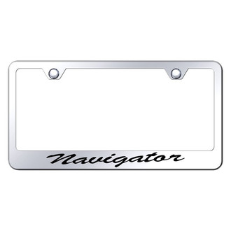 Autogold® - Chrome License Plate Frame with Script Laser Etched Navigator Logo