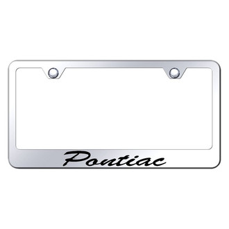 Autogold® - Chrome License Plate Frame with Script Laser Etched Pontiac Logo