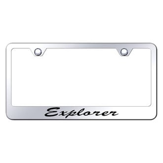 Autogold® - Chrome License Plate Frame with Script Laser Etched Explorer Logo