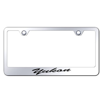 Autogold® - Chrome License Plate Frame with Script Laser Etched Yukon Etched Logo