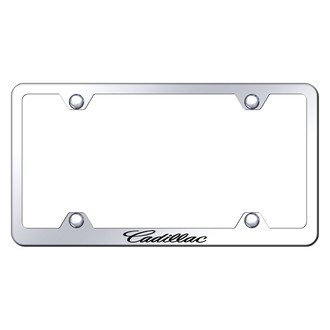 Autogold® - Wide Body Chrome License Plate Frame with Laser Etched Cadillac Logo