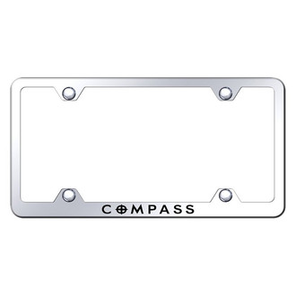 Autogold® - Wide Body Chrome License Plate Frame with Laser Etched Compass Logo