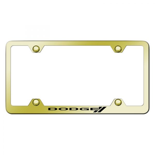 Autogold® - Wide Body License Plate Frame with Laser Etched Dodge Stripes Logo