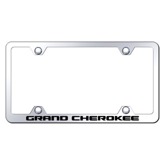 Autogold® - Wide Body Chrome License Plate Frame with Laser Etched Grand Cherokee Logo