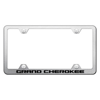 Autogold® - Wide Body Brushed License Plate Frame with Laser Etched Grand Cherokee Logo