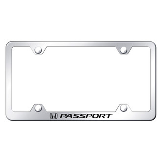 Autogold® - Wide Body Chrome License Plate Frame with Laser Etched Passport Logo