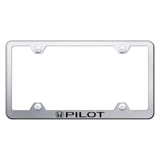 Autogold® - Wide Body Brushed License Plate Frame with Laser Etched Pilot Logo