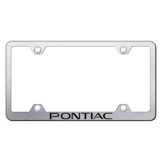 Autogold® - Wide Body Brushed License Plate Frame with Laser Etched Pontiac Logo