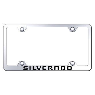 Autogold® - Wide Body Chrome License Plate Frame with Laser Etched Silverado Logo