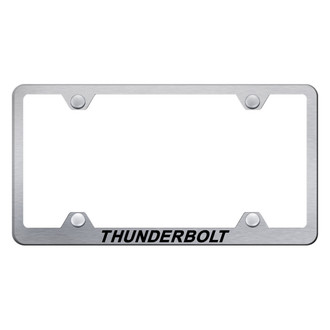 Autogold® - Wide Body Brushed License Plate Frame with Laser Etched Thunderbolt Logo