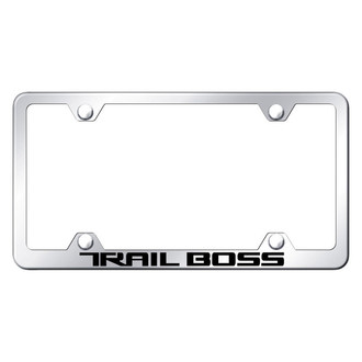 Autogold® - Wide Body Chrome License Plate Frame with Laser Etched Trail Boss Linear Logo