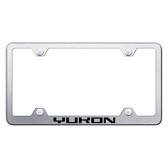 Autogold® - Wide Body Brushed License Plate Frame with Laser Etched Yukon Logo