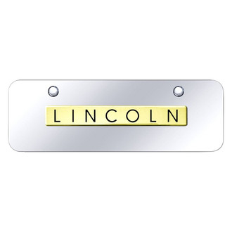 Autogold® - Chrome Mini Size License Plate with 3D Gold Lincoln Logo