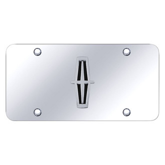 Autogold® - Chrome License Plate with 3D Chrome / Black Lincoln Emblem