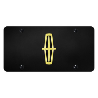 Autogold® - Black License Plate with 3D Gold / Black Lincoln Emblem