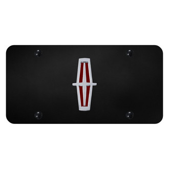 Autogold® - Black License Plate with 3D Chrome / Red Lincoln Emblem