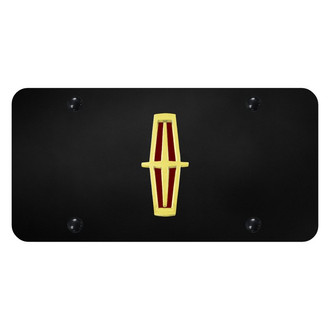 Autogold® - Black License Plate with 3D Gold / Red Lincoln Emblem