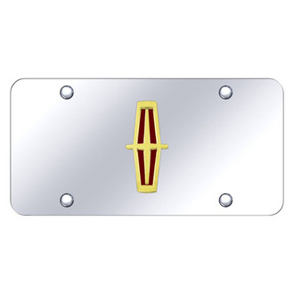 Autogold® - Chrome License Plate with 3D Gold / Red Lincoln Emblem