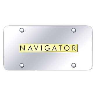 Autogold® - Chrome License Plate with 3D Gold Navigator Logo