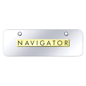 Autogold® - Chrome Mini Size License Plate with 3D Gold Navigator Logo