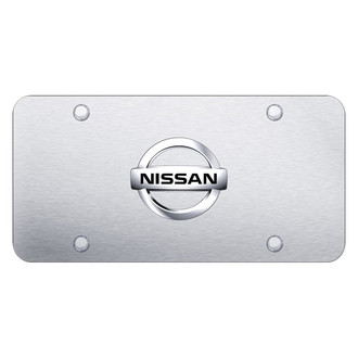 Autogold® - Brushed License Plate with 3D Chrome Nissan New Emblem