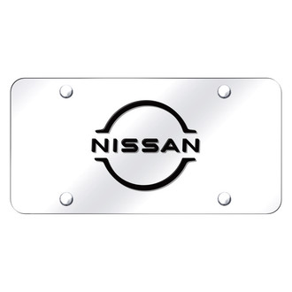 Autogold® - Chrome License Plate with 3D Black Nissan Logo