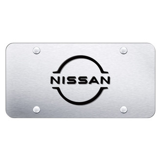 Autogold® - Brushed License Plate with 3D Black Nissan Logo