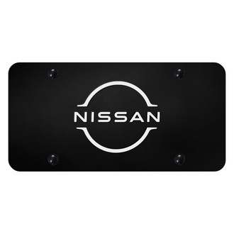 Autogold® - Black License Plate with 3D White Nissan Logo